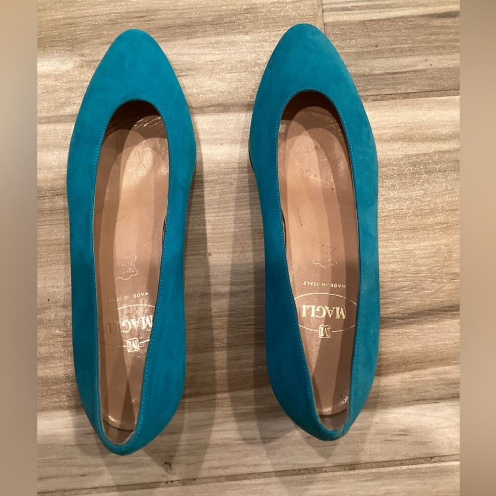 Bruno Magli Vintage Teal Slip On Shoes in Size 7-In Excellent Preloved Cond.